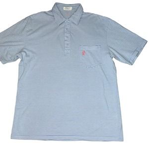 Johnnie-O Harper Striped 3-Button Polo in Laguna Blue